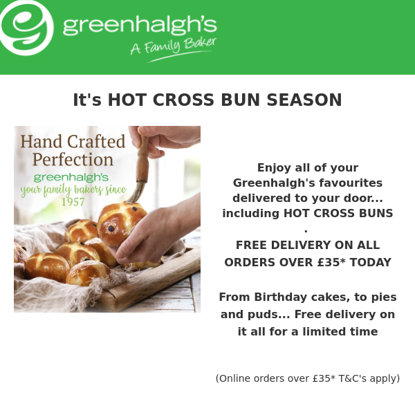 Is it Hot cross bun time yet? Take them home with free delivery