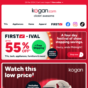 Kogan Active 3 Pro Smart Watch $49.99 (Standard retail price $149.99) - Hurry, offer ends midnight