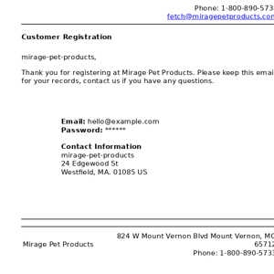 Mirage Pet Products: Customer Registration