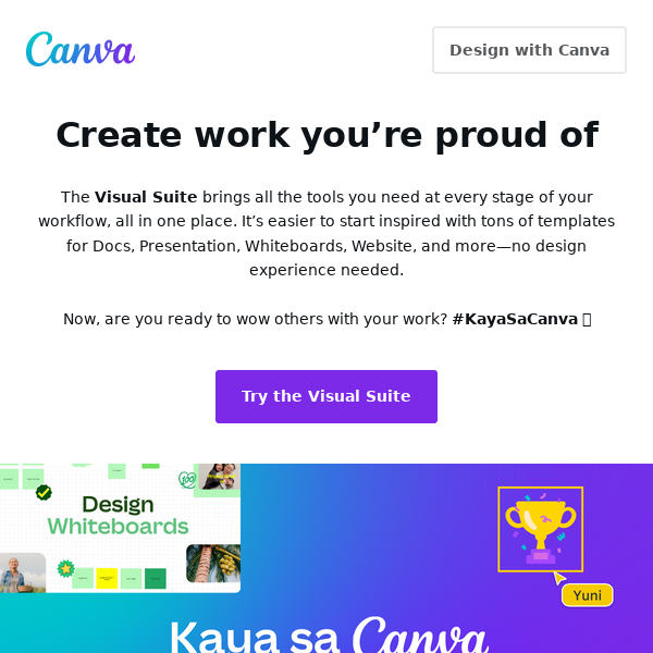 Work smarter. Kaya sa Canva Visual Suite!
