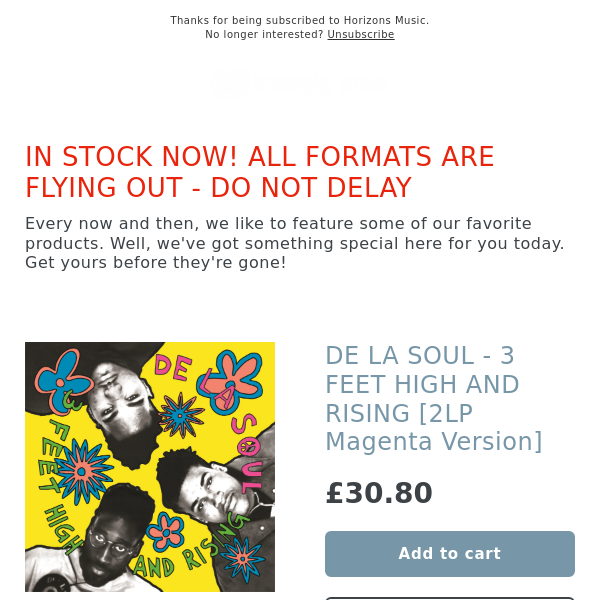 ARRIVED! DE LA SOUL - 3 FEET HIGH AND RISING [2LP Magenta Version]