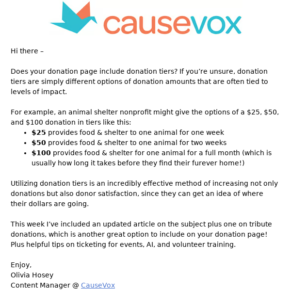 Weekly Edu: Why your donation page should have donation tiers