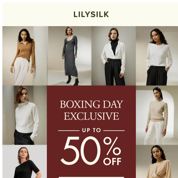 Boxing Day Exclusive: Up to 50% off