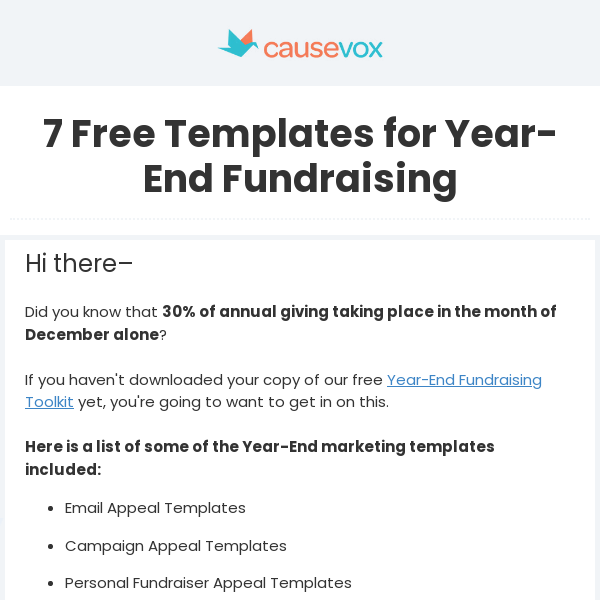 7 Free Year-End Fundraising Templates for Emails, Social Media, Peer-to-Peer and More