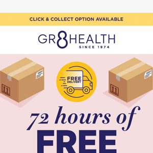 Gr8 Health, 72 Hours of Free Shipping Starts Now⚡