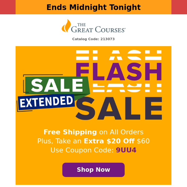 Sale Extended! Free Shipping & $20 Off