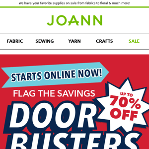 NEW online doorbusters with up to 70% off start now!