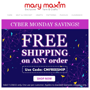 Free Shipping - No Minimum - Today Only!