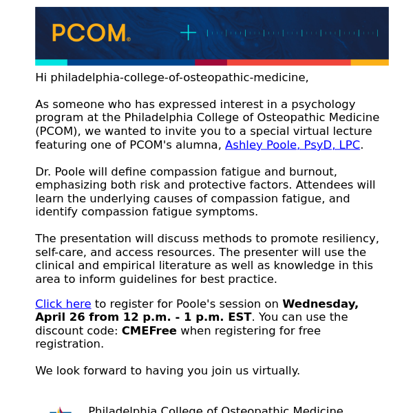 Join PCOM for a special lecture