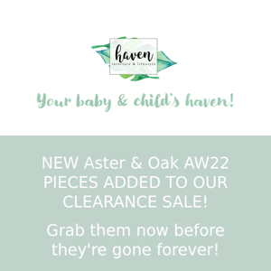 ASTER & OAK WINTER COLLECTION NOW ON SALE!