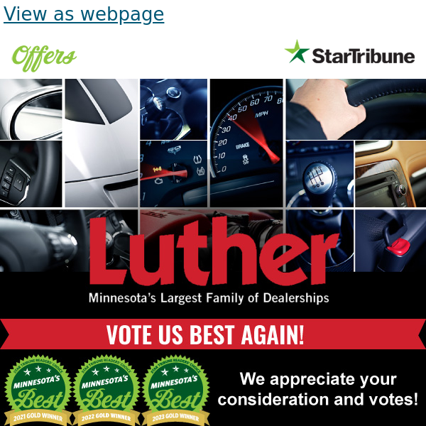 Your Vote Counts: Help Luther Auto MN Best Again