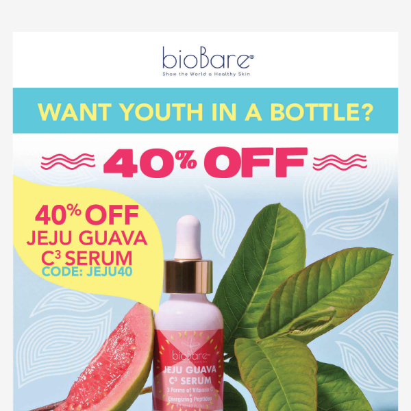 SAVE 40% today on BioBare's "youth in a bottle!"