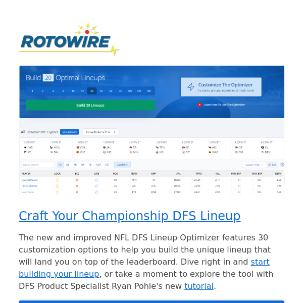 rotowire nfl dfs