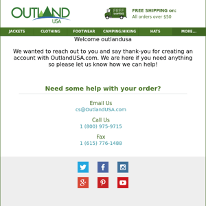 Welcome to OutlandUSA! Be sure to checkout our sales & special promotions