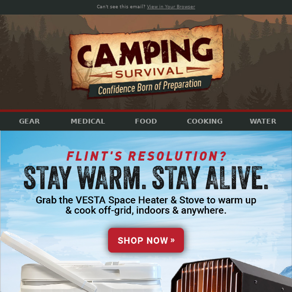 Flint's resolution? Stay warm. Stay alive.