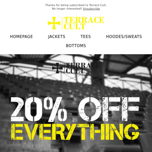 Terrace Cult - 20% Off Everything!