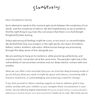 A note to our Slumberkins Family 💛