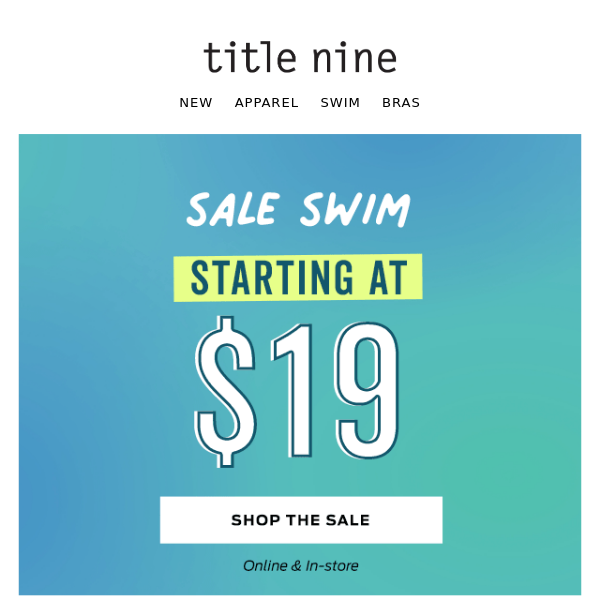 STARTS NOW! Swim starting at $19
