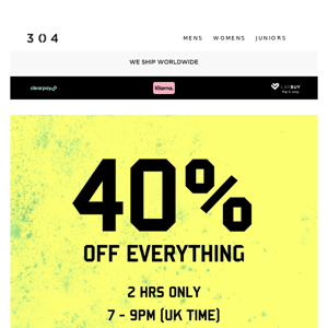 📲 40% OFF // 2 HRS // ENTIRE WEBSITE