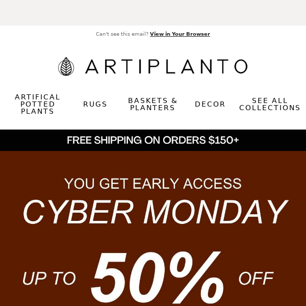 🌿Access Early Cyber Monday Deals Artiplanto