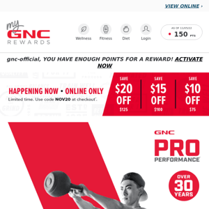 Last day to save on GNC PRO Performance! 🏋️‍♂️​