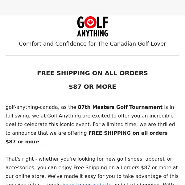 The 87th Masters - Free Shipping