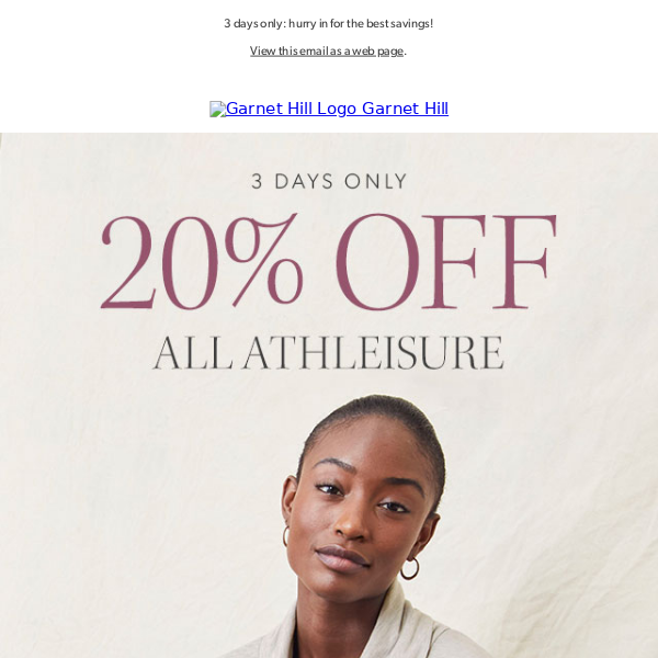 Be first: 20% off ALL Athleisure