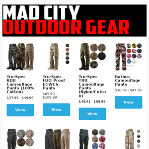 Mad City Outdoor Gear, pants, pants and more pants...