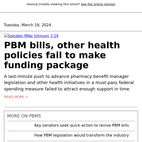 PBM legislation dropped — again — from funding bill
