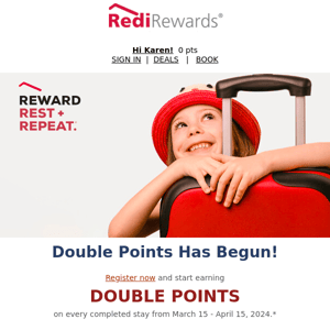 Red Roof, Earn Rewards Faster with DOUBLE Points