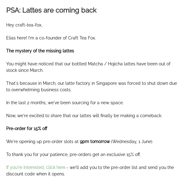 PSA: Lattes coming back