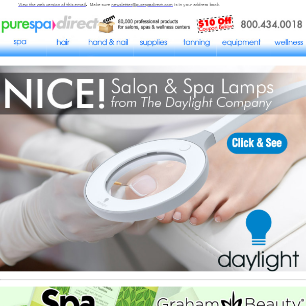 Pure Spa Direct! Lighten Up! Daylight's Got You Covered + $10 Off $100 or more of any of our 80,000+ products!