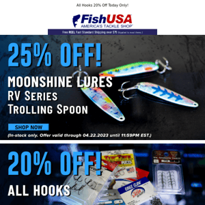 Don't Sleep on This Sale! 25% Moonshine Lures RV Trolling Spoons is Ending Soon!