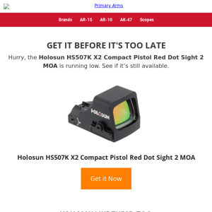 🔥 Running low on Holosun HS507K X2 Compact Pistol Red Dot Sight 2 MOA! 🔥