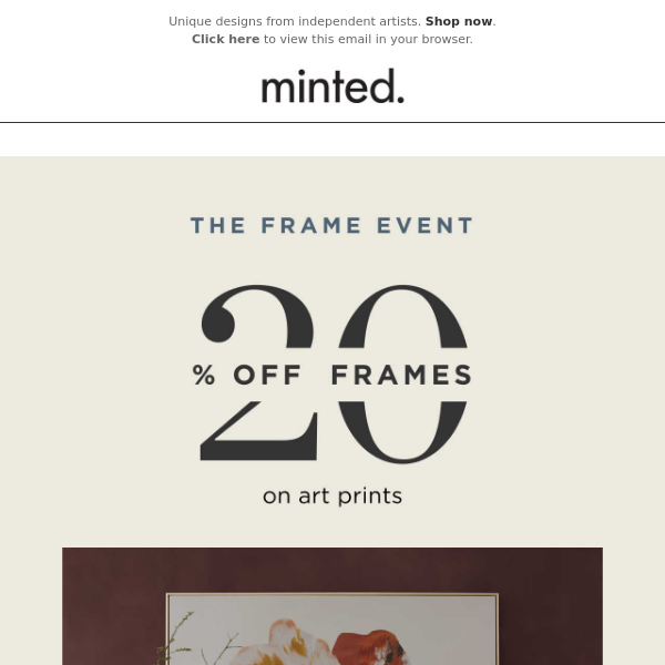 20% off frames for every print