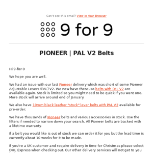 Pioneer | PAL V2 Belts!