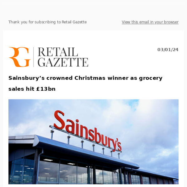 Sainsbury’s crowned Christmas winner as grocery sales hit £13bn