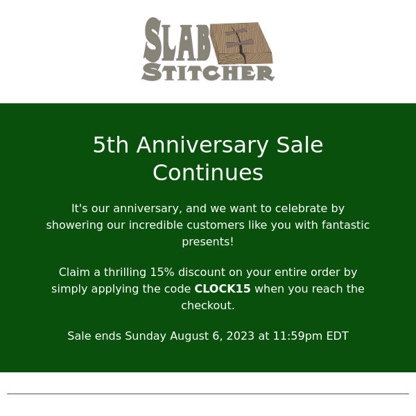 5th Anniversary Sale Continues