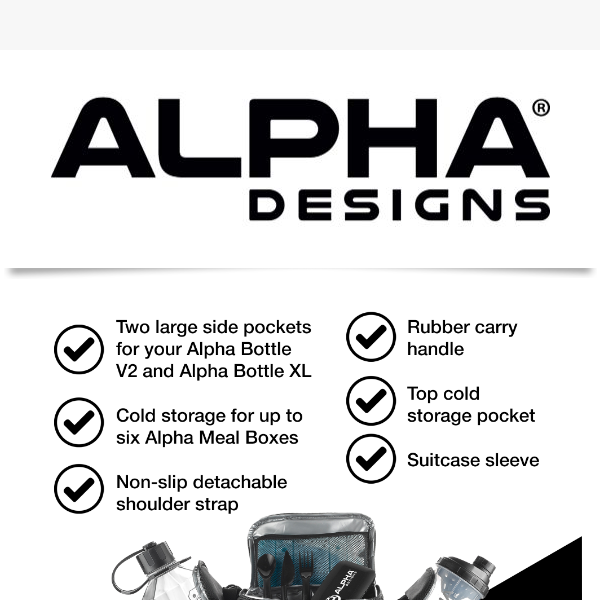 Smash your goals with the Alpha Designs Meal Bag!