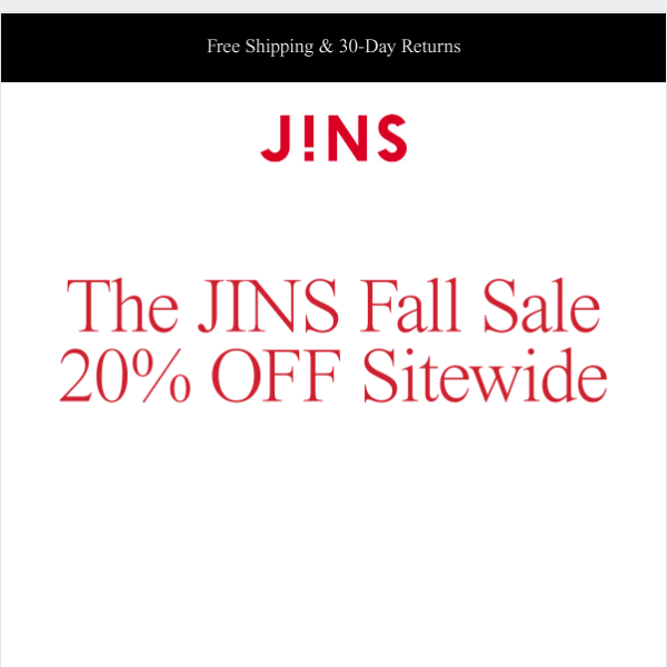 The JINS Fall Sale: Take 20% Off In-Store & Online