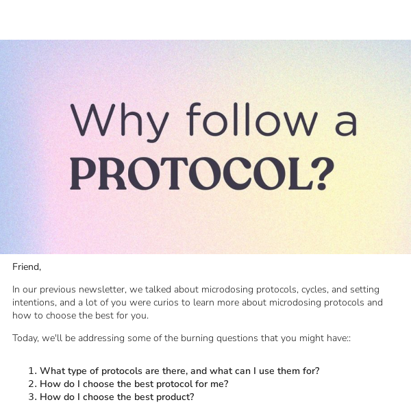 How to choose a microdosing protocol for you?