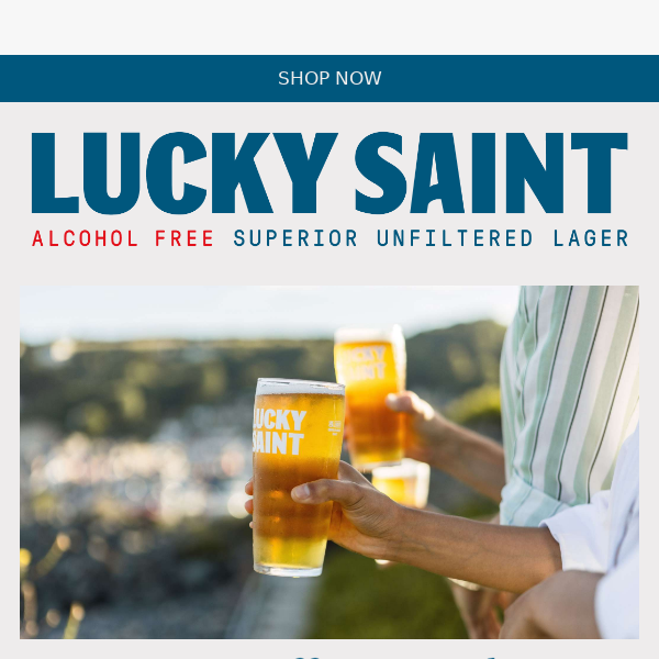 Get Ready for Sunny October with Lucky Saint Lager! 🍻