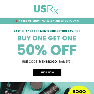 👀 HURRY! BOGO50 Men’s Sale is ending