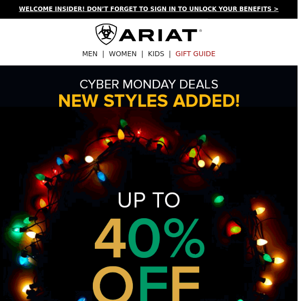 Cyber Monday Starts Now: Up to 40% Off