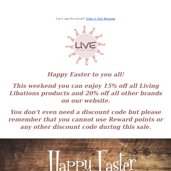 Easter Sale - up to 20% off everything