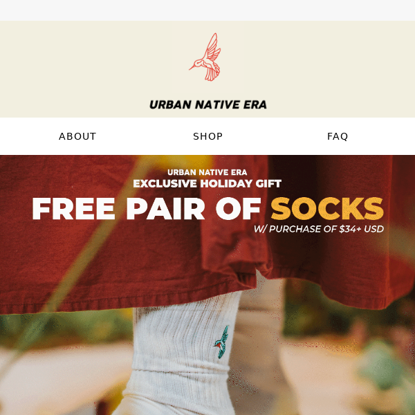 Free Pair of socks from Urban Native Era!