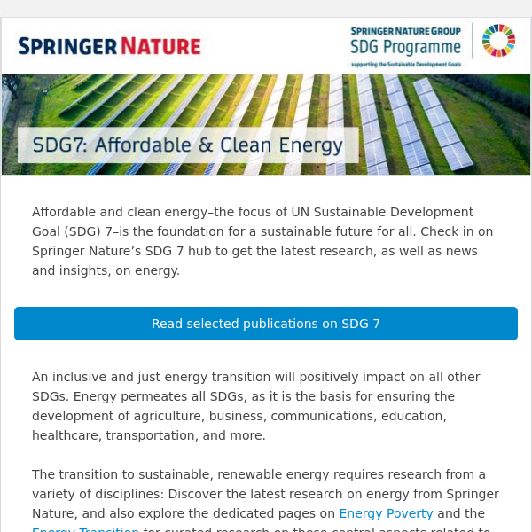 What’s new on Springer Nature’s SDG7 hub