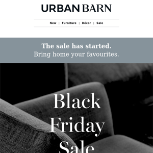 Black Friday: 15% Off Select Furniture Starts NOW!