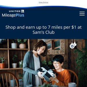 Earn up to 7 miles per $1 shopping at Sam’s Club