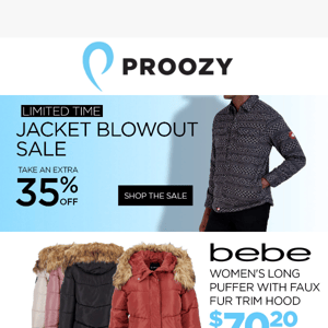 Stay warm this winter with our jacket blowout sale! 35% off select jackets!